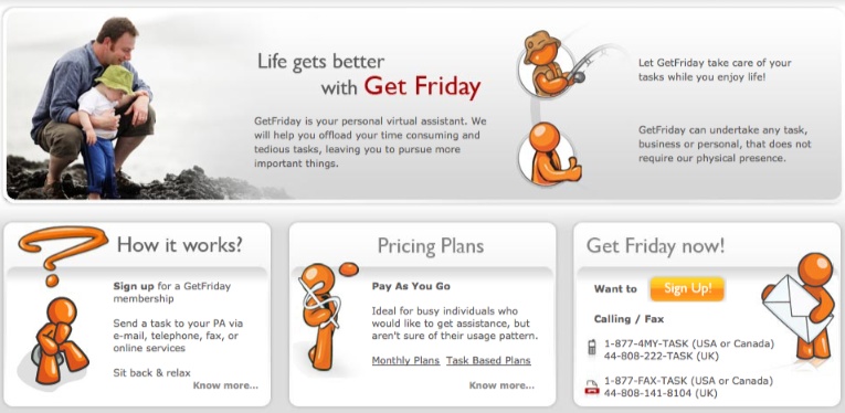 Get Friday - Home page snapshot